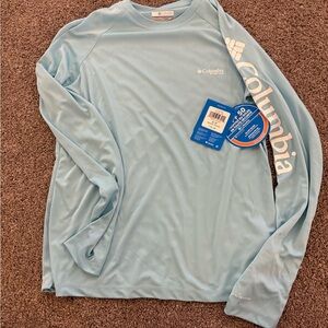 Columbia Sky Blue Crew Neck Omni Shade, SPF 50